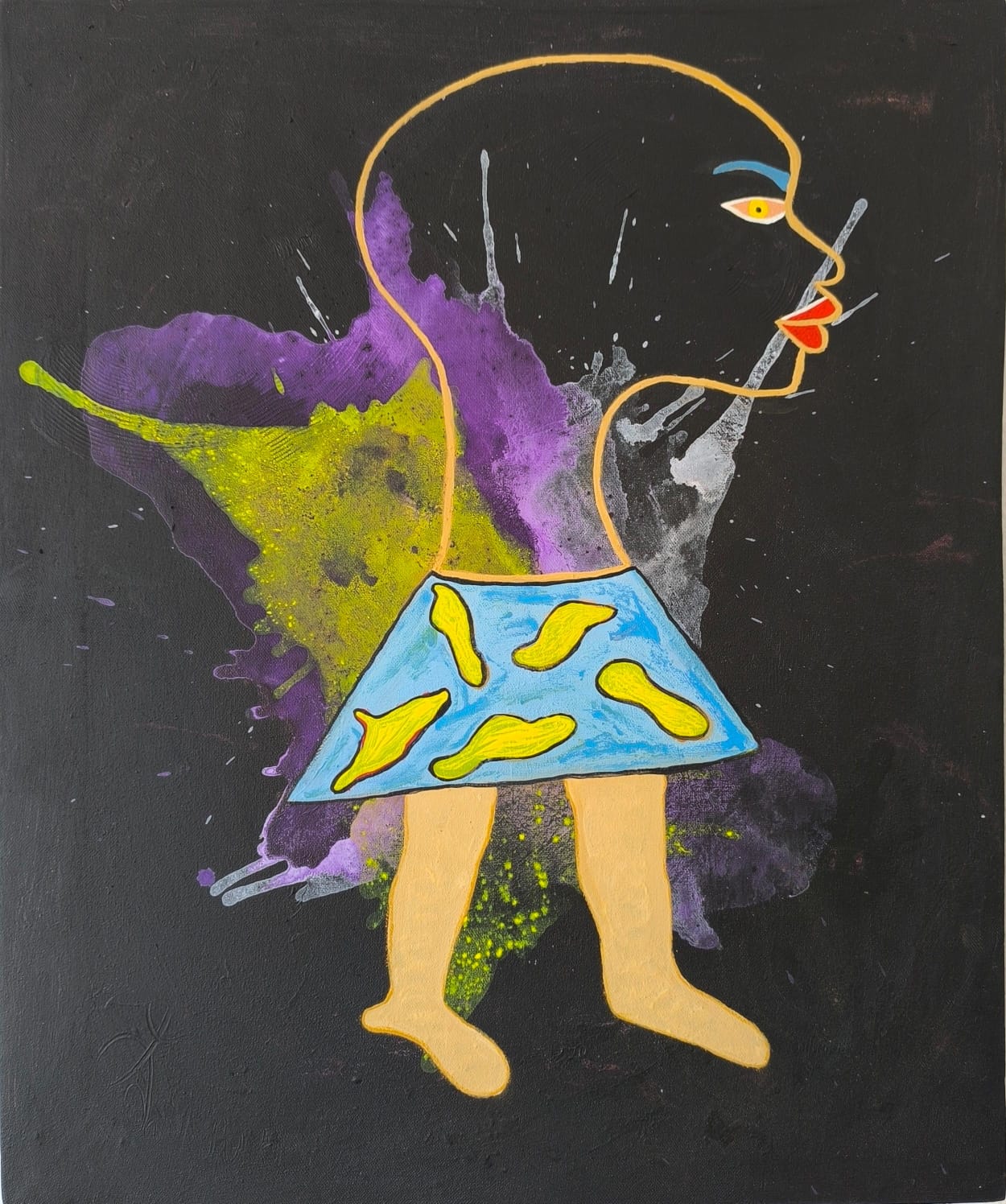 L’être en devenir, 2025, Acrylique sur toile, 50 × 50 cm, par Setonou Djédatin