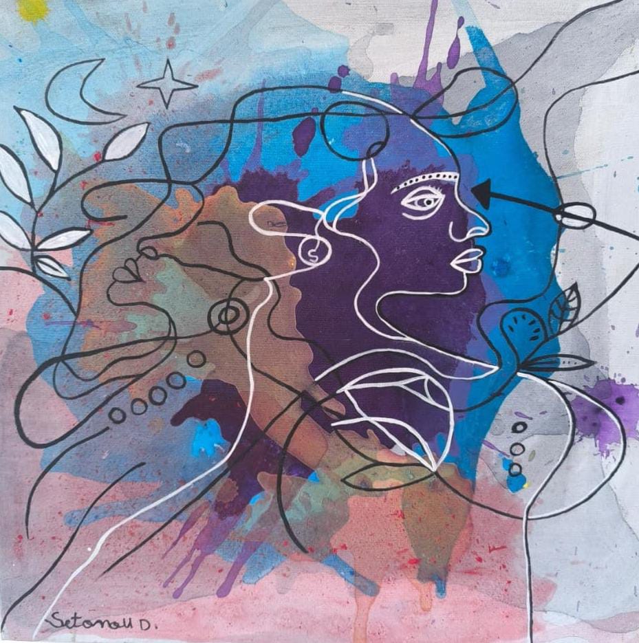 La vision de la femme, 2026, Acrylique sur toile, 40 × 40 cm, par Setonou Djédatin