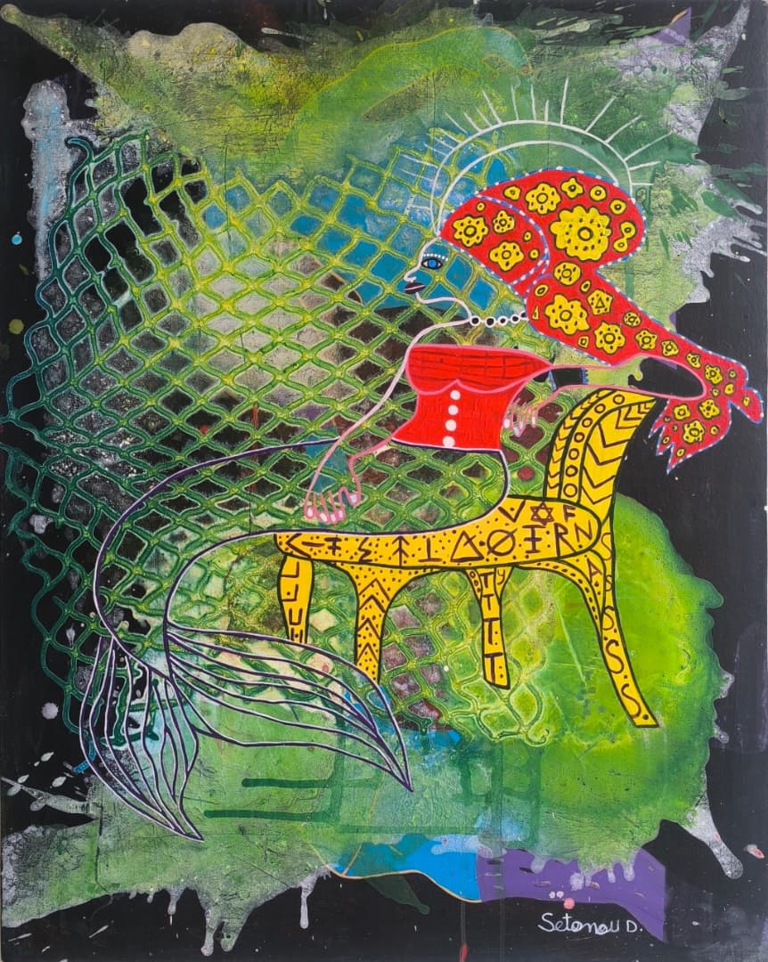 Mami Wata, 2026, Acrylique sur toile, 100 × 80 cm, par Setonou Djédatin