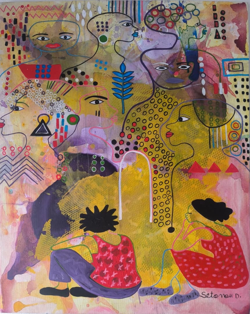 Une même mémoire, 2026, Acrylique sur toile, 100 × 80 cm, par Setonou Djédatin